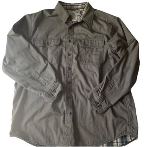 Ll Bean Heavy Flannel Lined Shirt Jacket Size XL Green - Picture 1 of 7